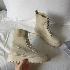 Winter Women Snow Boots Leather Platform Booties Lace Up Ankle Boots Warm Fluffy Ladies Winter Fur Shoes