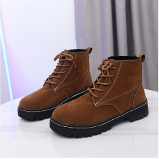 Knitted Ankle Boots for Women Autumn Winter Motorcycle Boots Thick Heel Platform Shoes